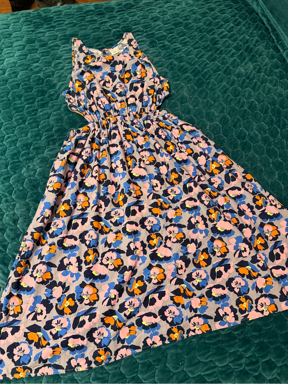 Peyton & Parker Floral Sleeveless Midi Dress with Cutouts Pockets Accents Large